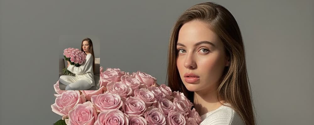 Девушка с букетом — генерация по фото